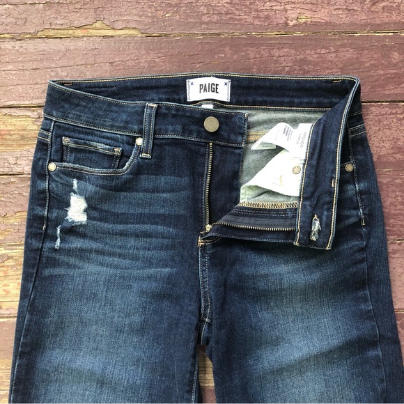 Paige Verdugo Ankle Jeans Dark Wash Distressed Skinny Stretch Size 28 - Picture 5 of 13